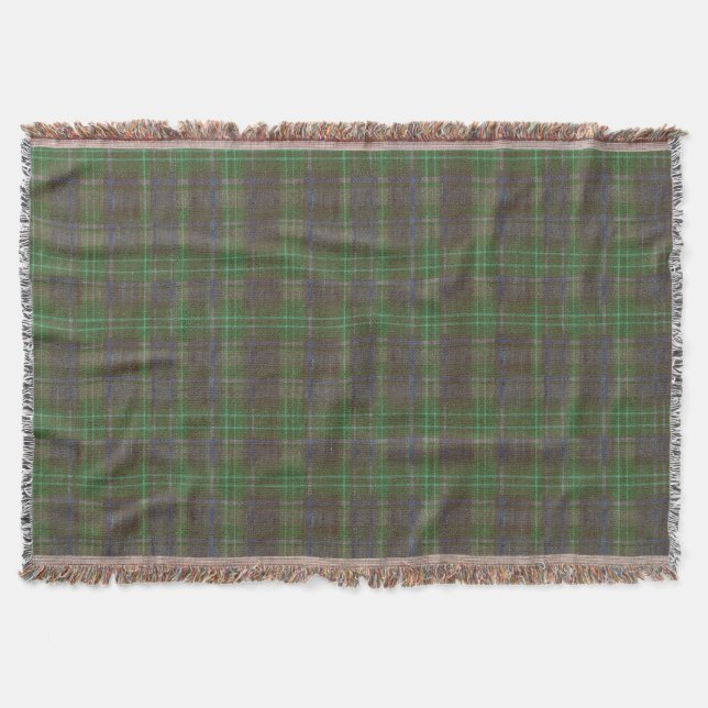 Cabin Forest Green Tartan Throw Blanket (Front)