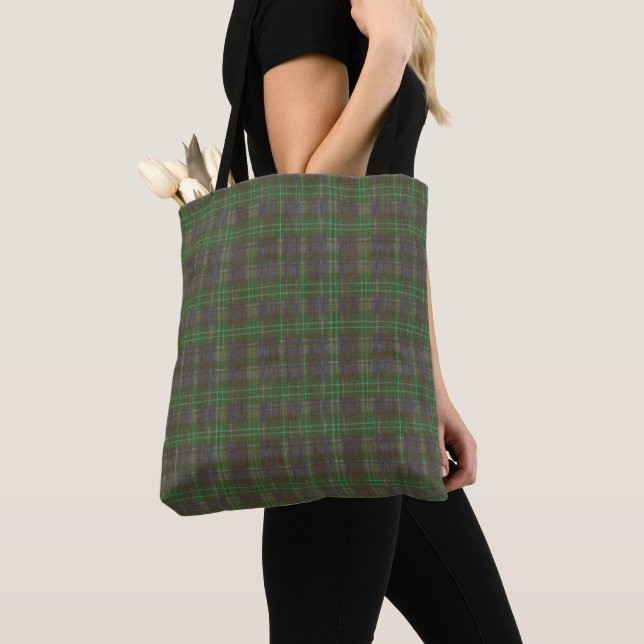 Cabin Forest Green Tartan Tote Bag (Close Up)
