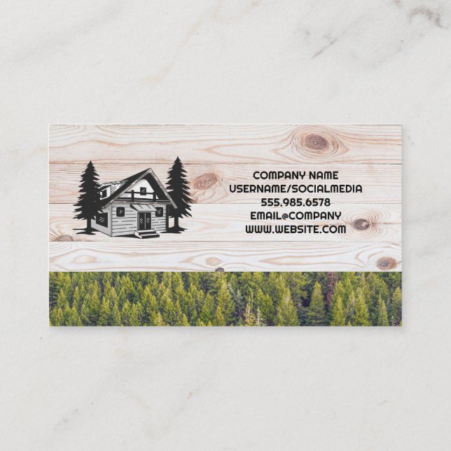 Cabin | Forrest | Nature | Wood Business Card (Back)
