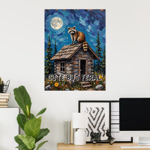 Cabin Guardian: Raccoon's Nightly Watch Poster