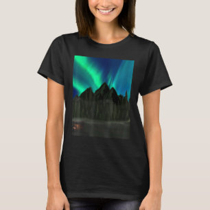 Cabin In The Mountains On An Aurora Night T-Shirt