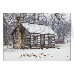 Cabin In The Snow Thinking Of You Card