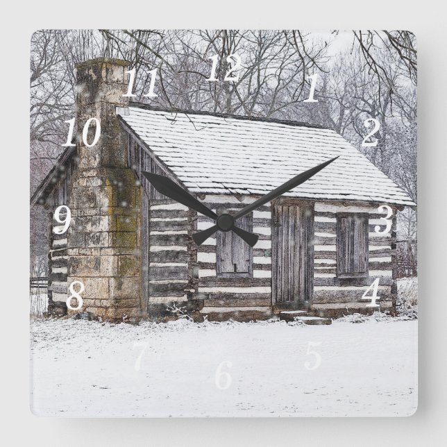 Cabin In The Snow Wall Clock (Front)