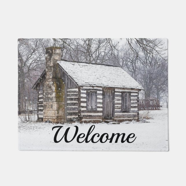 Cabin In The Snow Welcome Doormat (Front)