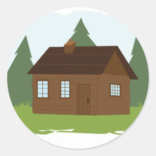 Cabin in the Trees Classic Round Sticker
