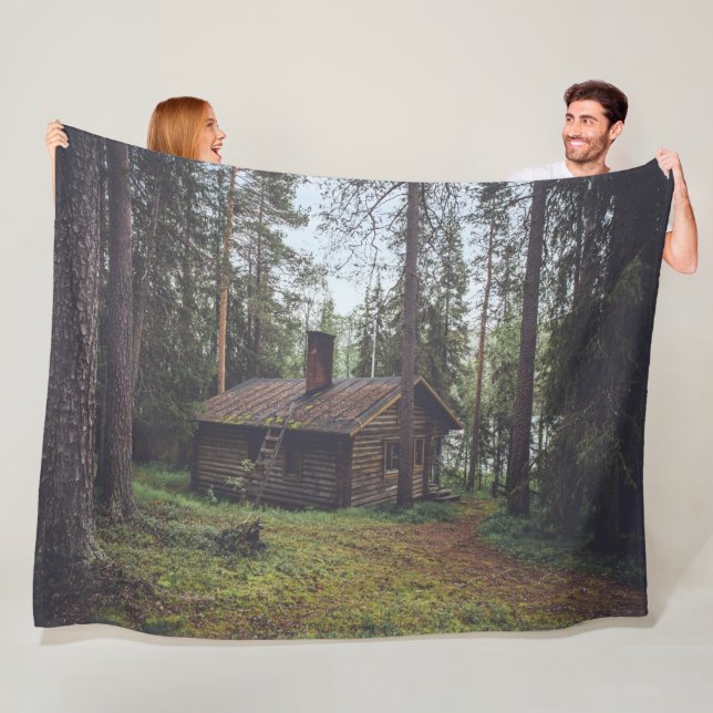 CABIN in the WOODS Fleece Blanket (In Situ)