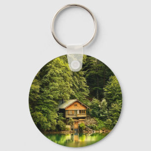 Cabin Lake House Key Ring