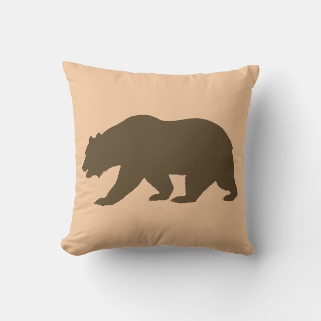 CABIN LODGE DECOR PILLOWS GRIZZLY BROWN BEAR (Front)