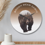 Cabin Mountain Home Decor Brown Bear Large Clock<br><div class="desc">This design may be personalised in the area provided by changing the photo and/or text. Or it can be customised by clicking Personalise this Template and then choosing the click to customise further option and delete or change the colour of the background, add text, change the text colour or style,...</div>