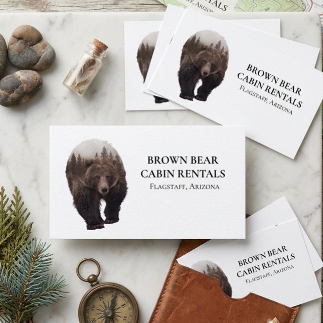 Cabin Mountain Home Vacation Rental Bear Business Card (Creator Uploaded)