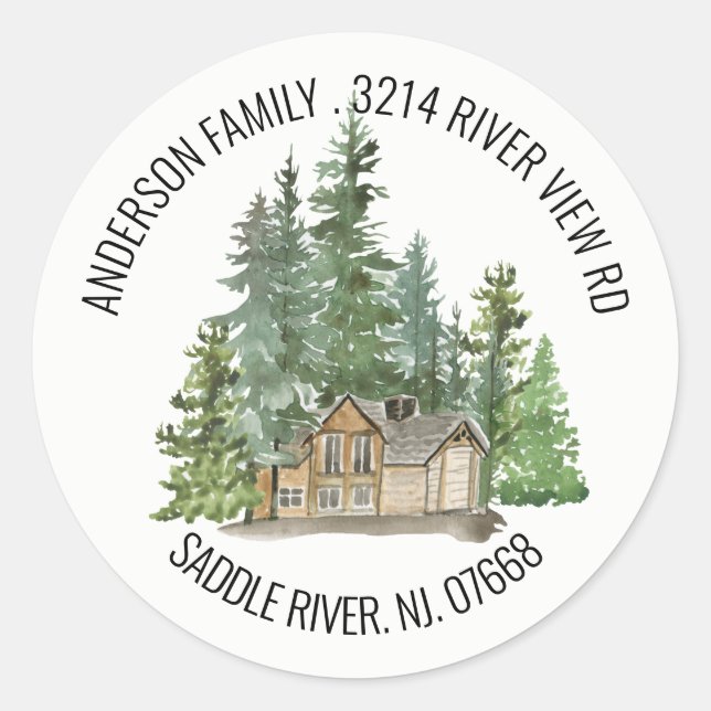 Cabin Mountains | New Home Address Label Sticker (Front)