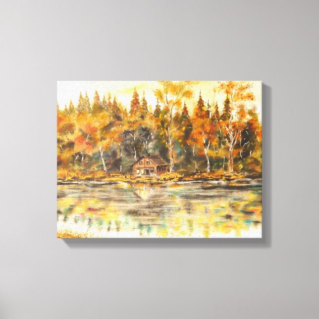 Cabin On The Lake Canvas Print (Front)