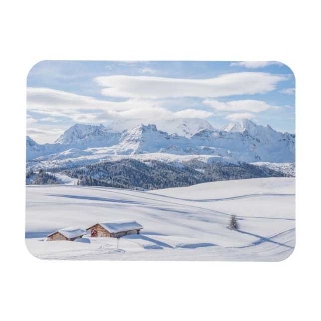 Cabin Retreat Snowscape | Dolomites Magnet (Horizontal)