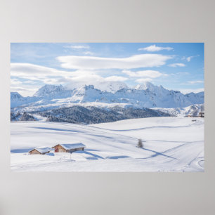 Cabin Retreat Snowscape Dolomites Poster