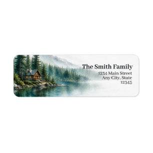Cabin Return Address Labels Lake Forest Mountain