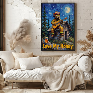 Cabin Rooftop Rhapsody: Bear's Night Song Poster