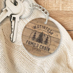 Cabin Rustic Wood Family Name Personalised Key Ring<br><div class="desc">Rustic wood and forest trees design personalised with your NAME and FAMILY CABIN,  including the year established date or other text. Contact the designer via Zazzle Chat or makeitaboutyoustore@gmail.com if you'd like a design modified or on another product.</div>