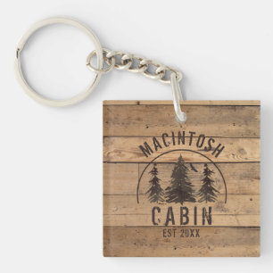 Cabin Rustic Wood Photo Personalised Key Ring