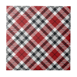 Cabin Style Red Black & White Flannel Tartan Plaid Tile
