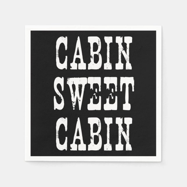 Cabin Sweet Cabin Black Napkin (Front)