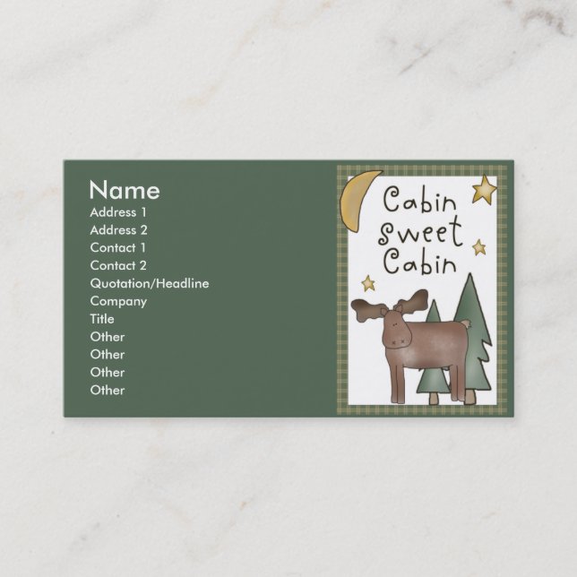 Cabin Sweet Cabin Northwoods Business Cards (Front)