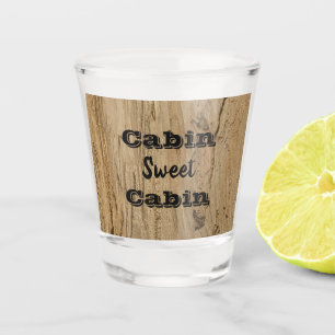Cabin Sweet Cabin Rustic Woodgrain Photo  Shot Glass