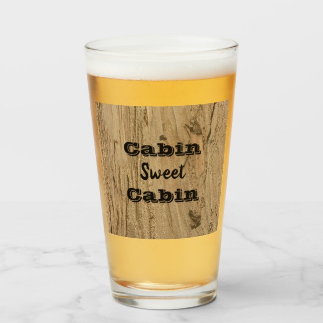 Cabin Sweet Cabin Woodgrain Photo Rustic Nature Glass (Front Filled)