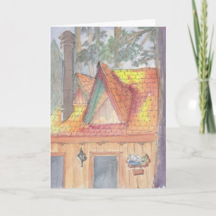 "Cabin Watercolor Sketch/Arrowhead" Greeting Card