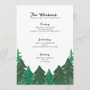 Cabin Weekend Itinerary - Bachelorette Party Weeke Programme