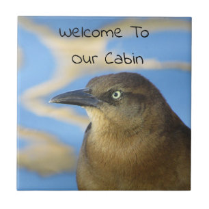 Cabin Welcome Blackbird Rustic Home Guest Tile