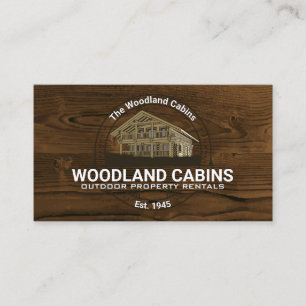 Cabin   Wood Grain Background Business Card