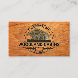 Cabin   Wood Grain Background Business Card