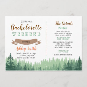 Cabin woods bachelorette with Itinerary invitation