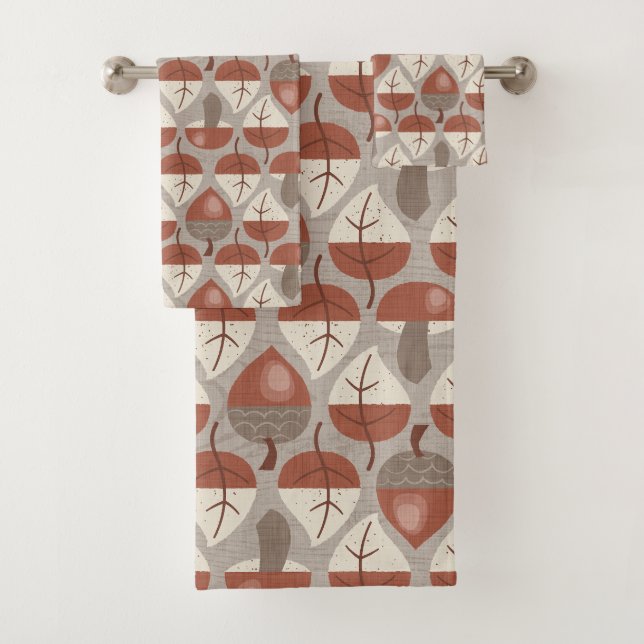 Cabincore Autumnal Stripes Bath Towel Set (Insitu)