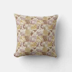 Cabincore Tree Ring Stamp Pattern Rustic Farmhouse Cushion