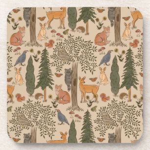 Cabincore Woodland Forest Animals Coaster