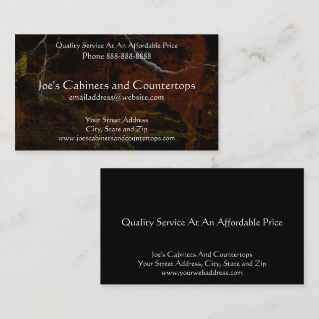 Cabinet Countertop Remodeling Business Card (Front/Back)