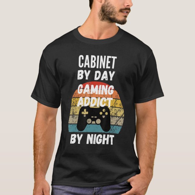 Cabinet Maker By Day Gaming Addict By Night T-Shirt (Front)