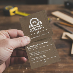 Cabinet Maker Dark Wood Professional Monogram  Square Business Card