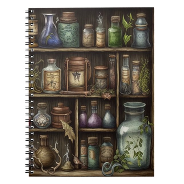 Cabinet of curiosities witches herbs and eyeballs notebook (Front)