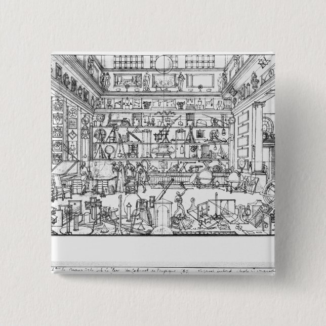 Cabinet of physics, 1687 15 cm square badge (Front)