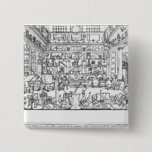 Cabinet of physics, 1687 15 cm square badge