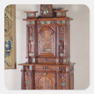 Cabinet with two sections, and a double door square sticker