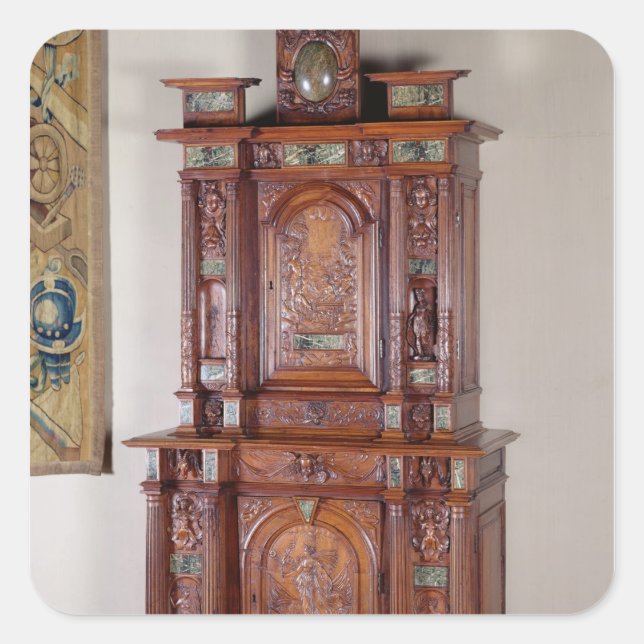 Cabinet with two sections, and a double door square sticker (Front)