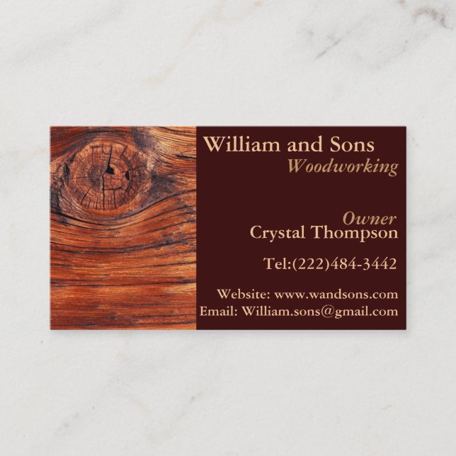 Cabinet Woodworking Carpentry Business Cards (Front)