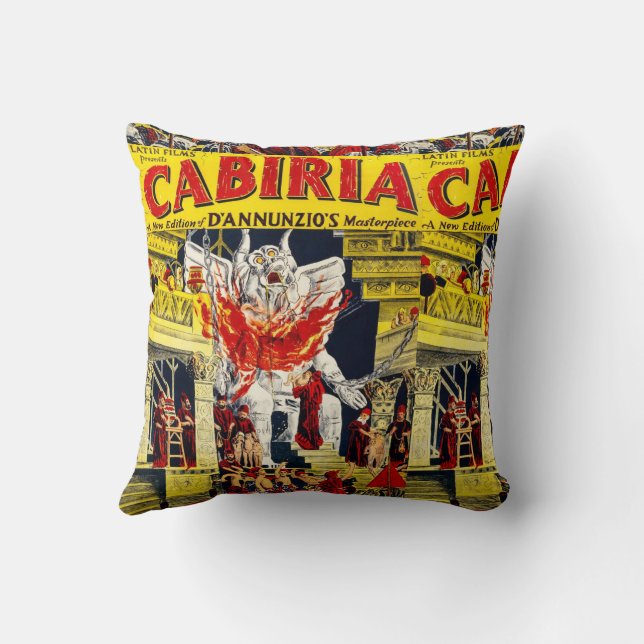 Cabiria Old Movie Poster Image Throw Pillow (Back)