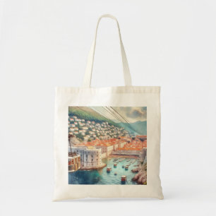 Cable car Dubrovnik Croatia watercolor Tote Bag