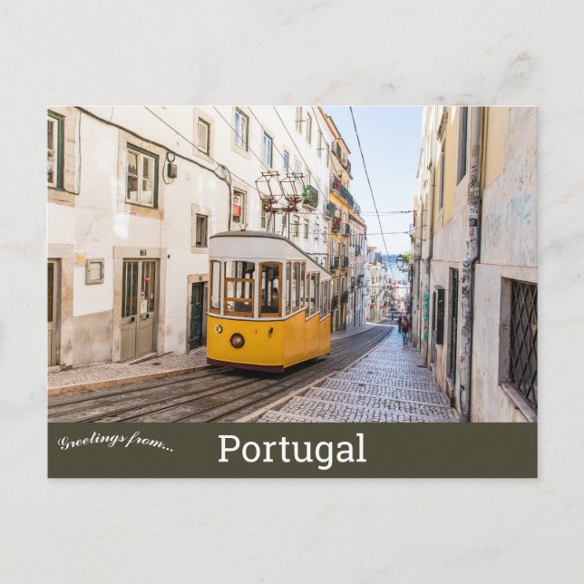 Cable Car in Lisbon Portugal Postcard (Front)