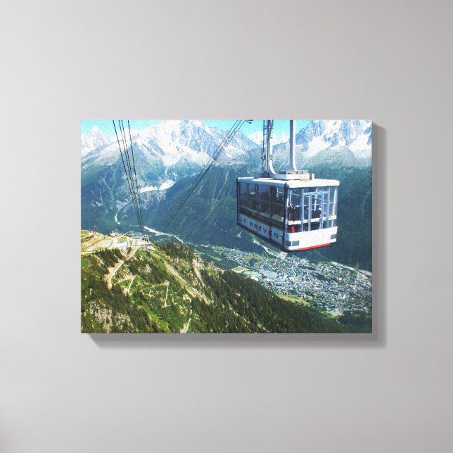 Cable car over Chamonix, France Canvas Print (Front)
