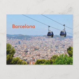Cable cars (funiculars) in Barcelona Postcard